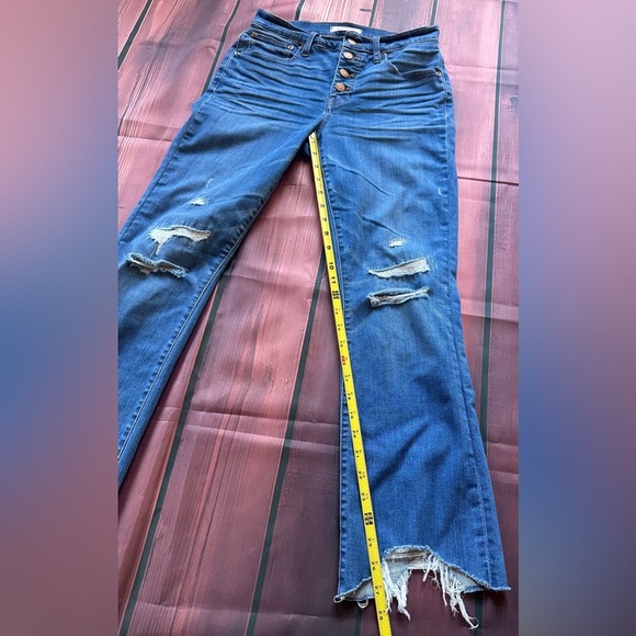 Madewell Cali-Demi Boot Jeans 26 High Rise Distressed 
 Raw Hems Button fly - Picture 6 of 11